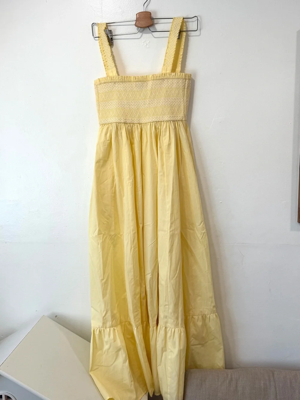 Abercrombie & Fitch Sydney Smocked Convertible Midi Dress Yellow